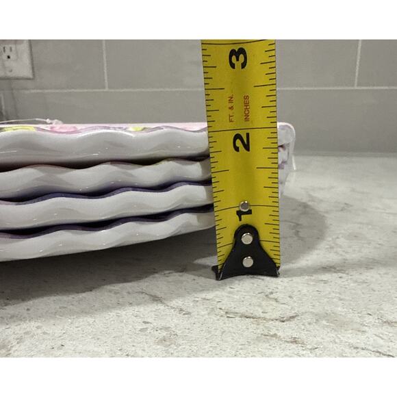 Set 4 Jolie Fleur Floral Roses 11” Melamine Dinner Plates Pink Purple Spring New - Picture 4 of 6